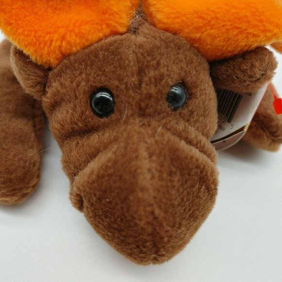 Ty Beanie Baby Chocolate The Moose Plush Toy Brown Orange 1993 Vintage with Tag - Picture 5 of 10